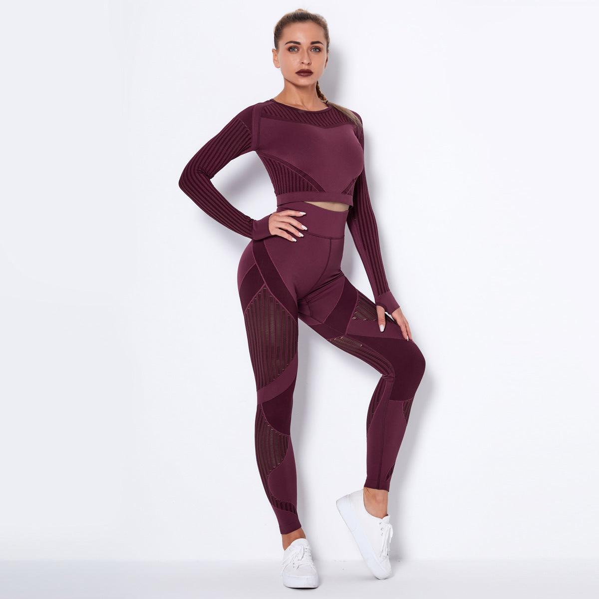 Seamless Knitted Absorbent Yoga Long-Sleeved Suit Yoga Wearsuit-shopluxelook.store