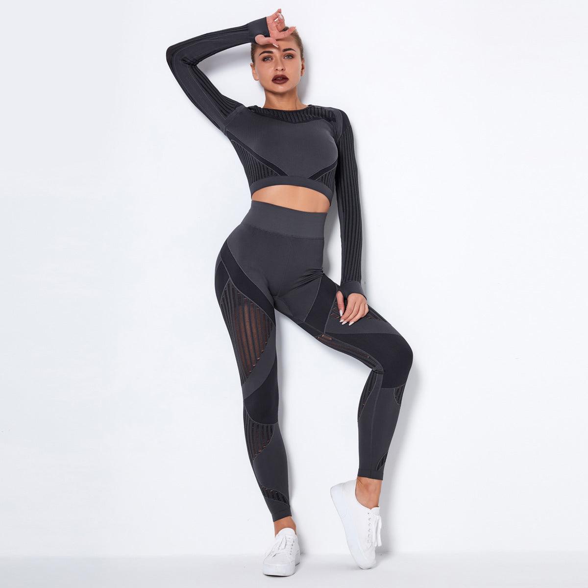 Seamless Knitted Absorbent Yoga Long-Sleeved Suit Yoga Wearsuit-shopluxelook.store