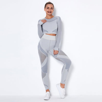 Seamless Knitted Absorbent Yoga Long-Sleeved Suit Yoga Wearsuit-shopluxelook.store