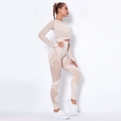 Seamless Knitted Absorbent Yoga Long-Sleeved Suit Yoga Wearsuit-shopluxelook.store