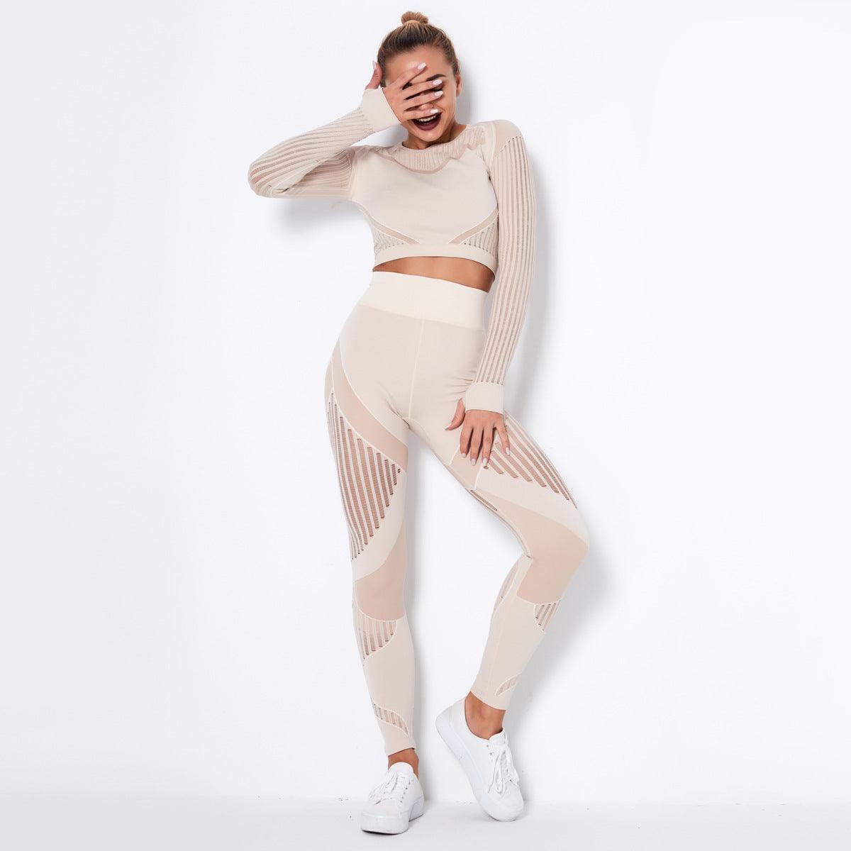 Seamless Knitted Absorbent Yoga Long-Sleeved Suit Yoga Wearsuit-shopluxelook.store