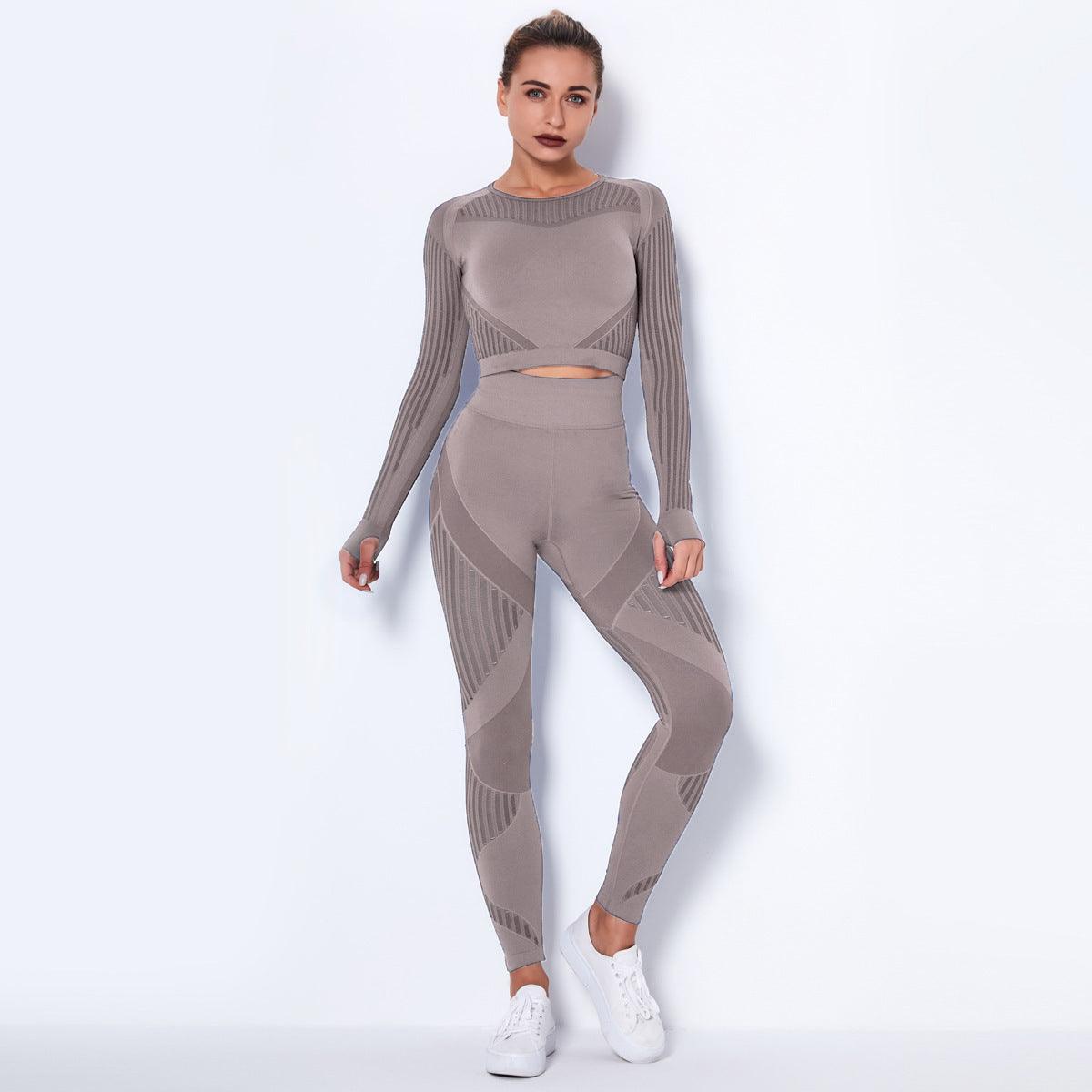 Seamless Knitted Absorbent Yoga Long-Sleeved Suit Yoga Wearsuit-shopluxelook.store