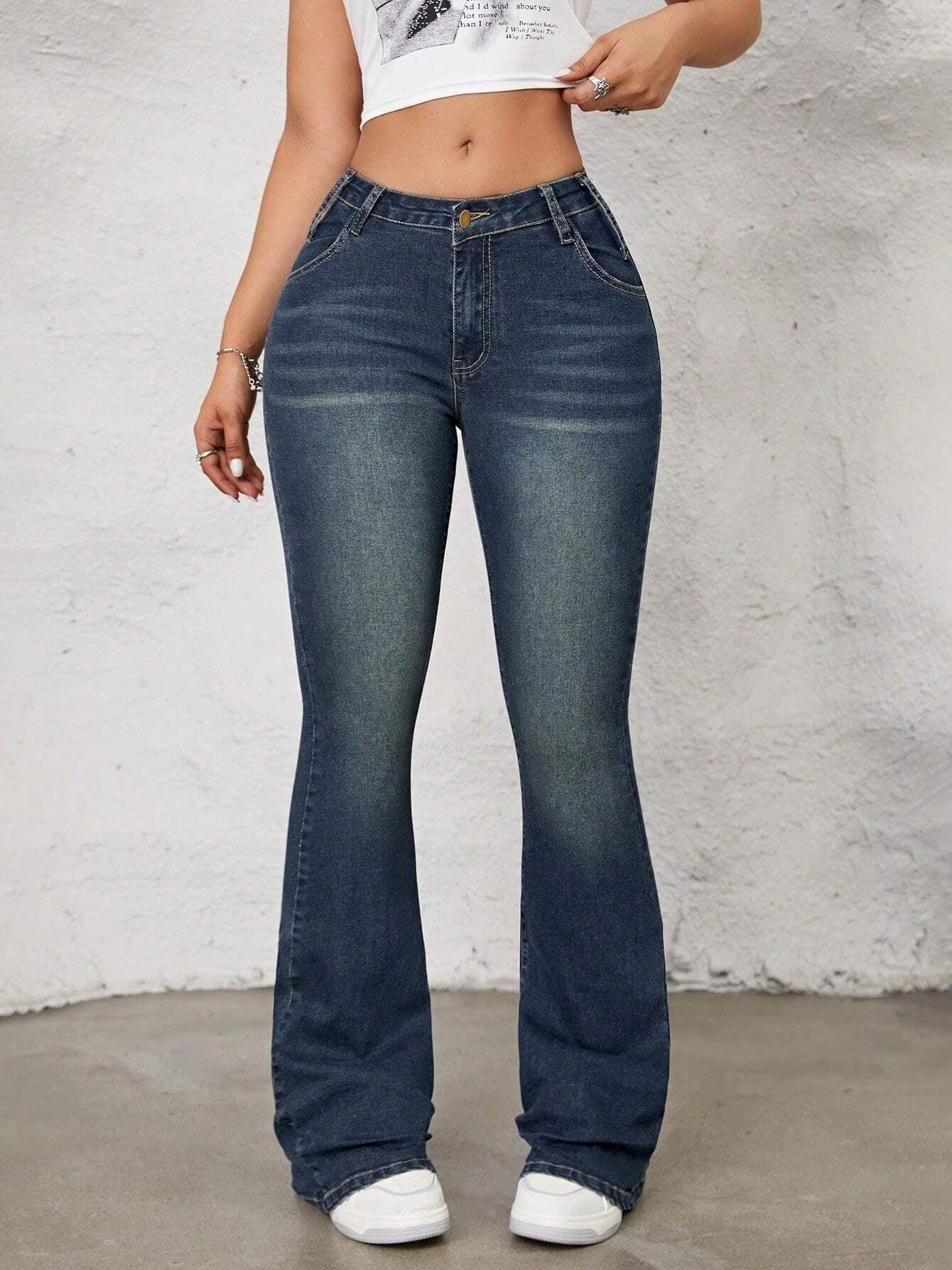 SHEIN ICON Flare Leg Jeans-shopluxelook.store