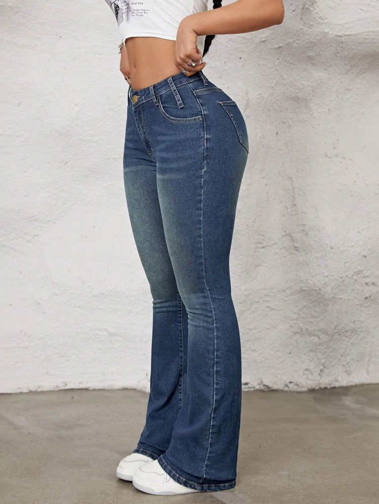 SHEIN ICON Flare Leg Jeans-shopluxelook.store