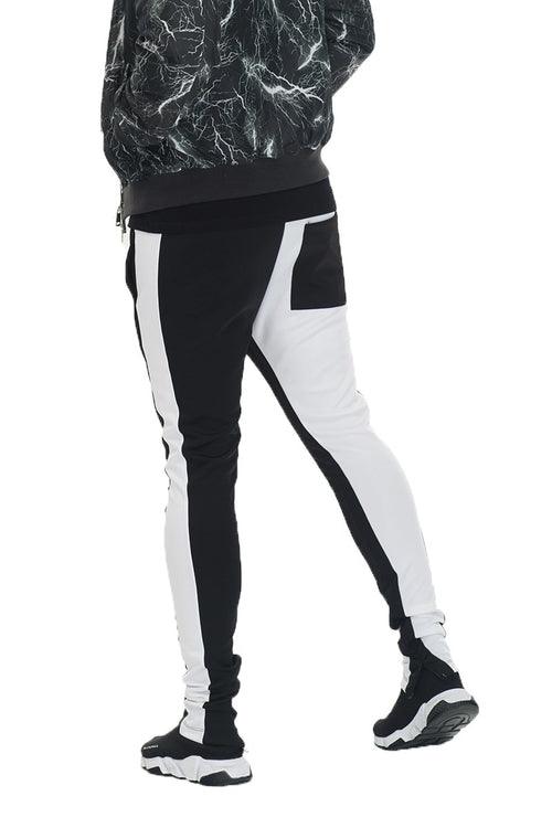 SLICE TRACK PANTS- BK/WHITE-shopluxelook.store