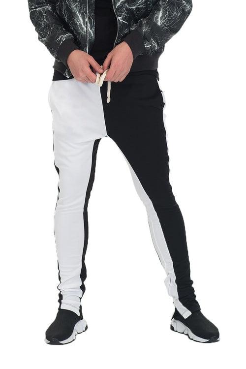 slice track pants-SLICE TRACK PANTS- BK/WHITE-shopluxelook.store