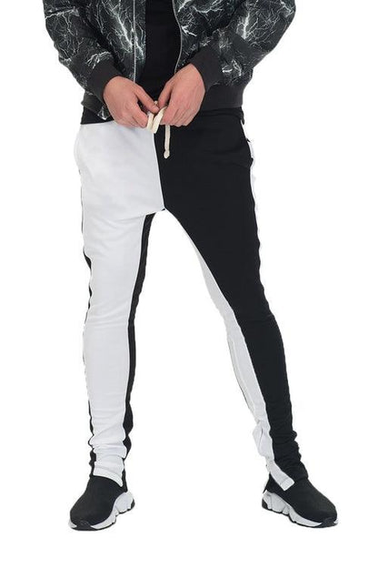 SLICE TRACK PANTS- BK/WHITE-shopluxelook.store