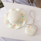 Small Ball Solid Color Children Straw Hat Bag Set - Luxury 0 by Shop Luxe Look