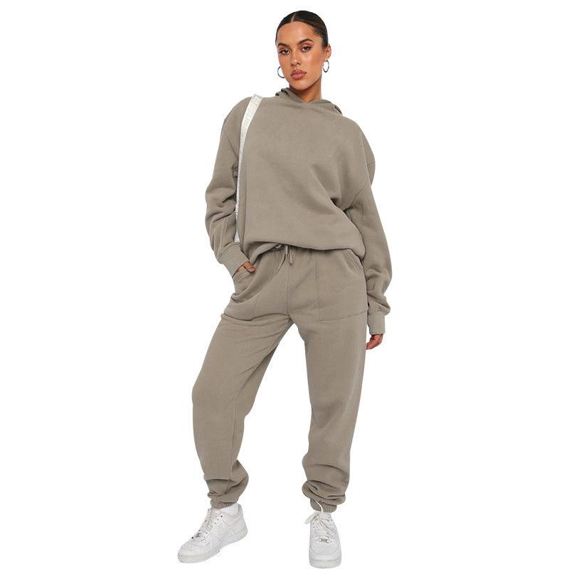 women's sweater-Solid Color Hooded Long Sleeve Sweater Women's Clothing-shopluxelook.store