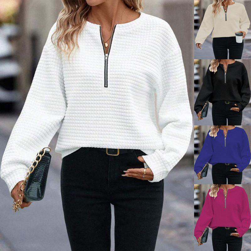 solid color long sleeve sweater-Solid Color New Long Sleeve Women's Sweater-shopluxelook.store