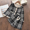 Spring and Autumn Korean Girls Plaid Suit Pants Little Girl Net Red Ocean Long Sleeve Top Shorts Two - piece Set - Luxury 0 by Shop Luxe Look