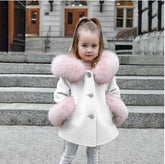 Spring Kid Girls Autumn Warm Woolen Overcoat Fur Coat - Luxury 0 by Shop Luxe Look