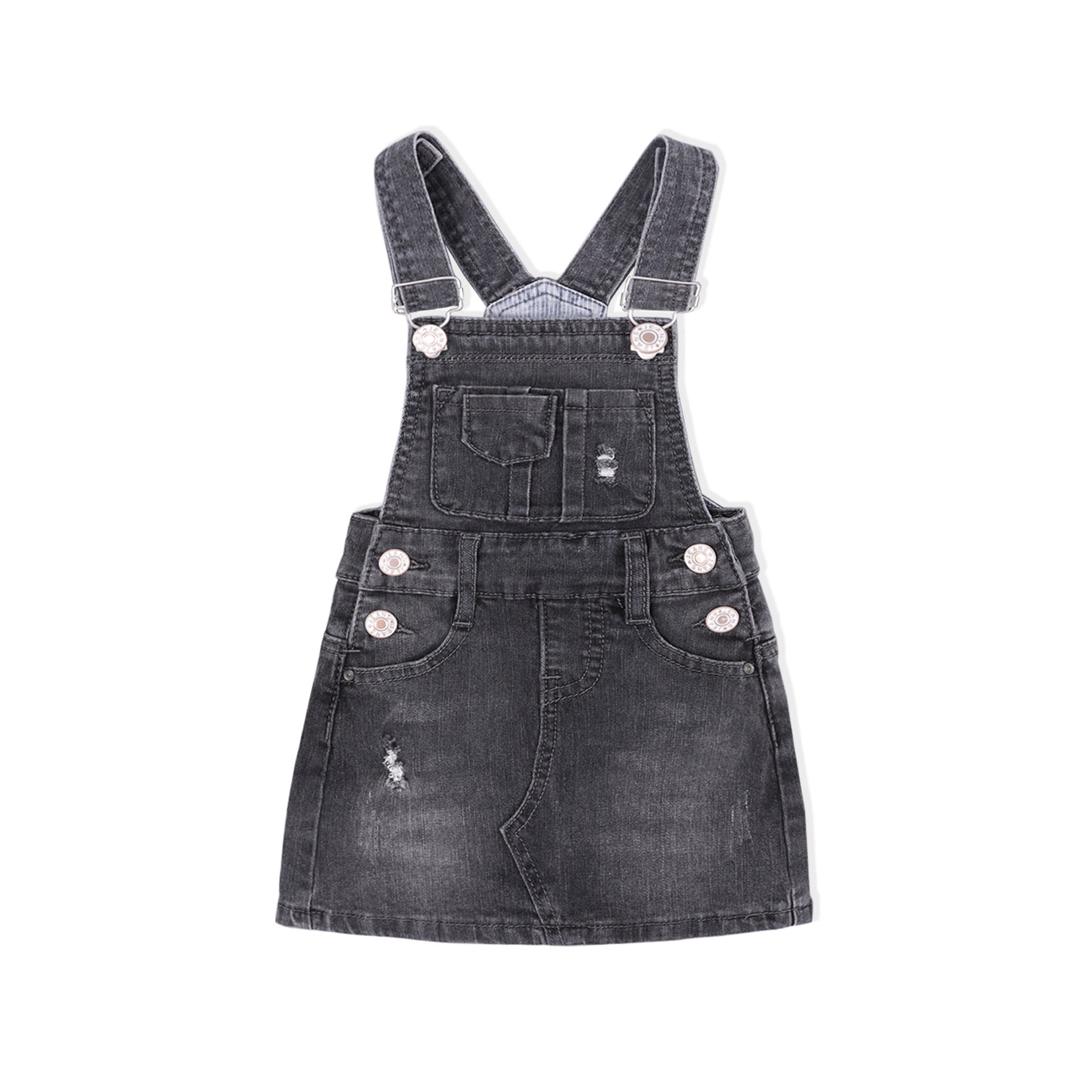 stretch ripped denim slip dress for baby girls-Stretch Ripped Denim Slip Dress For Baby Girls-shopluxelook.store