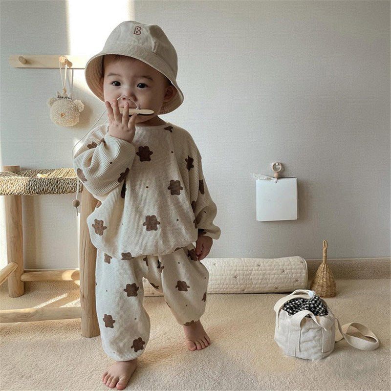 childrens clothing-Sweater Casual Pants Two-piece Suit Baby Cute Loose Bear Children's Clothing-shopluxelook.store