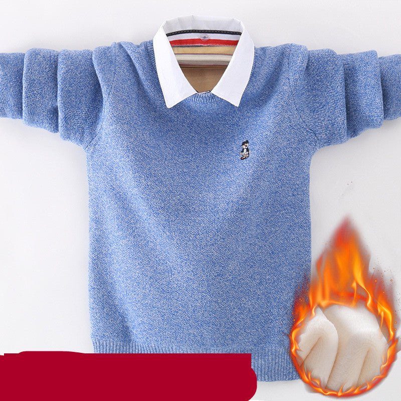 cotton sweater-Sweater cotton boy fake two-piece sweater-shopluxelook.store