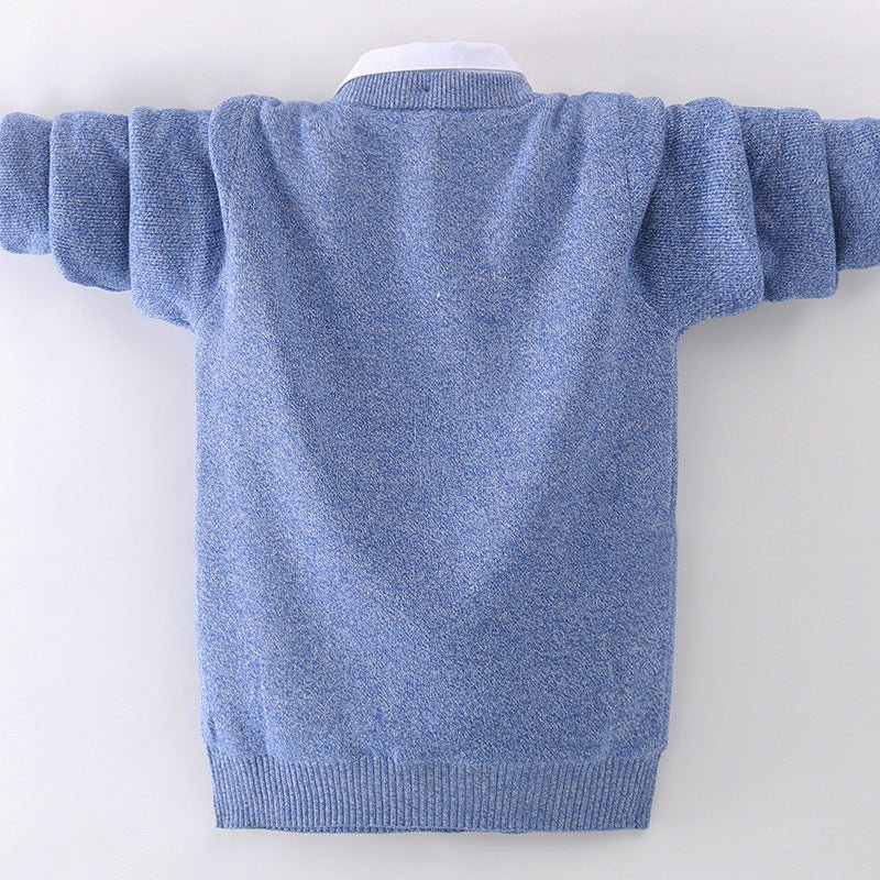 cotton sweater-Sweater cotton boy fake two-piece sweater-shopluxelook.store