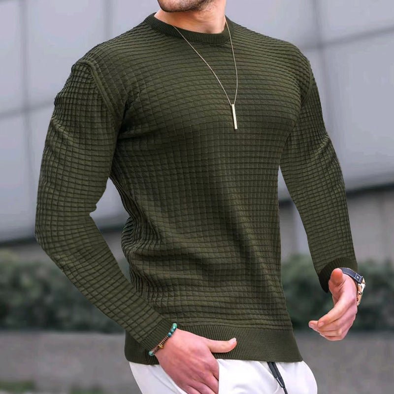 crew neck pullover-Trend Crew-neck Pullover Loose Knitted Long-sleeved Cotton Top-shopluxelook.store