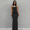 Satin Slip Backless Maxi Dress - Black / Extra Small