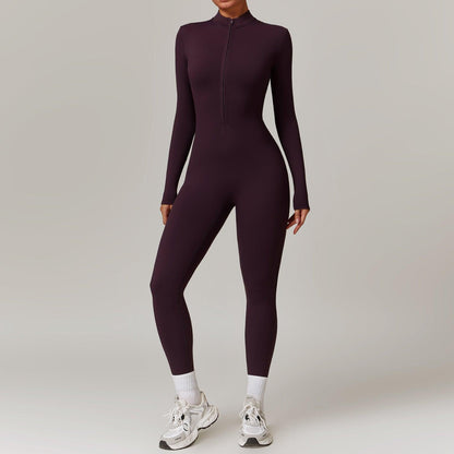 Warm Zipper Long - sleeved Jumpsuit Yoga Fitness Sports Pants Breathable Bodysuit Women's Clothing - Luxury 4 by Shop Luxe Look