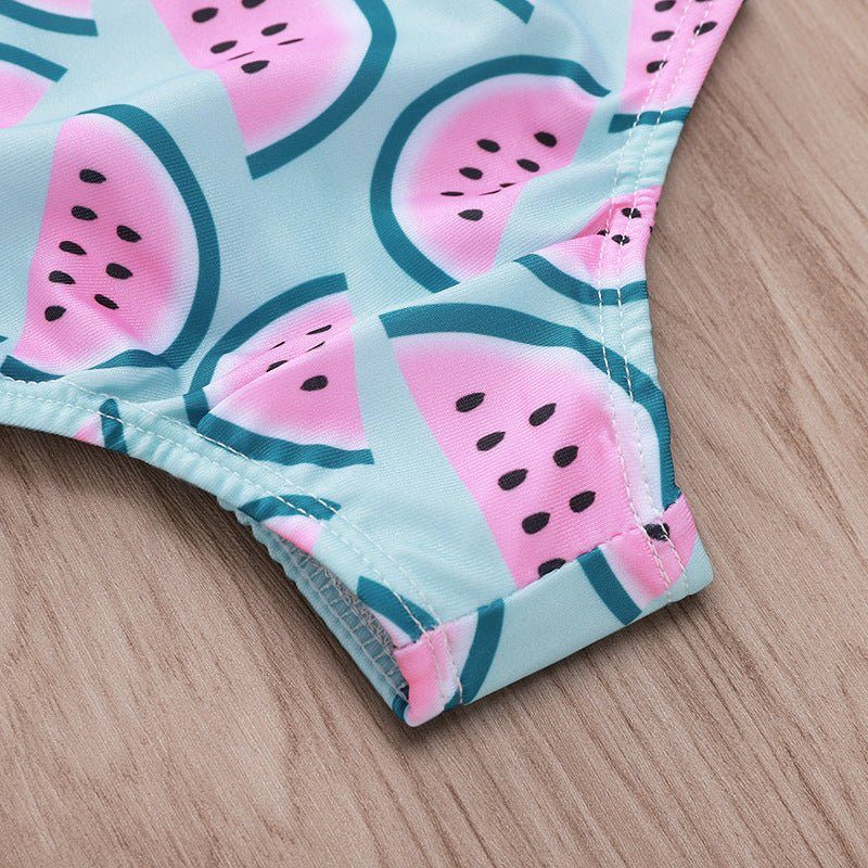 watermelon print swimsuit-Watermelon Print Petal Lace Girl Swimsuit-shopluxelook.store