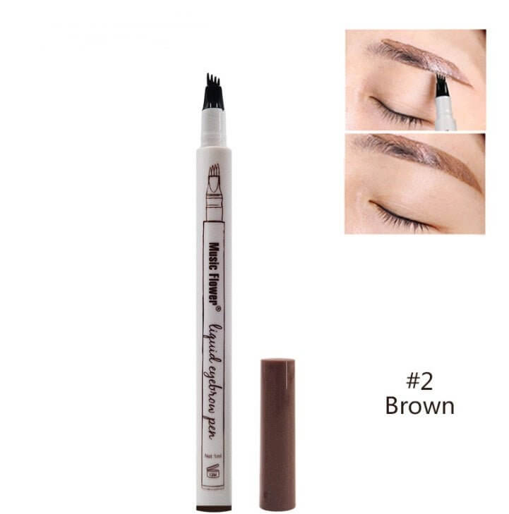 waterproof eyebrow pencil-Waterproof Natural Eyebrow Pen Four-claw Eye Brow Tint Fork Tip Eyebrow Tattoo Pencil-shopluxelook.store