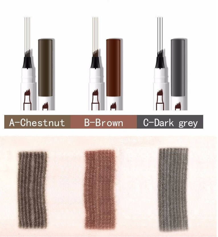 waterproof eyebrow pencil-Waterproof Natural Eyebrow Pen Four-claw Eye Brow Tint Fork Tip Eyebrow Tattoo Pencil-shopluxelook.store