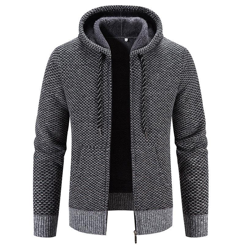 winter coat-Winter Coat Zipper Closure Solid Color Long Sleeves Drawstring With Hat Keep Warm Casual Thicken Plush Sweater Coat For Daily-shopluxelook.store