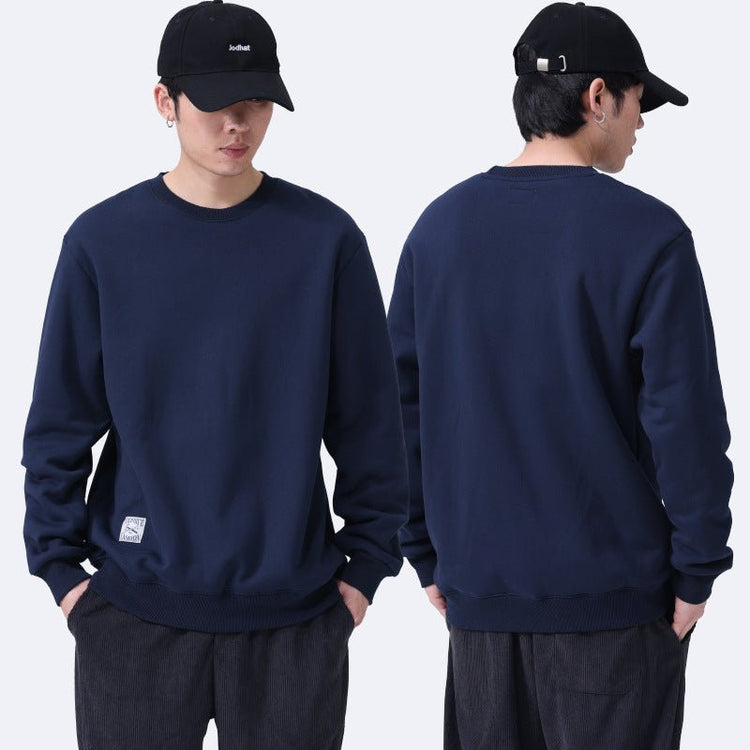 Winter Fleece Sweatshirt Warm Round Neck Pullover Top For Men Solid Color Sweater Boys Teenagers Clothing - Luxury 4 by Shop Luxe Look