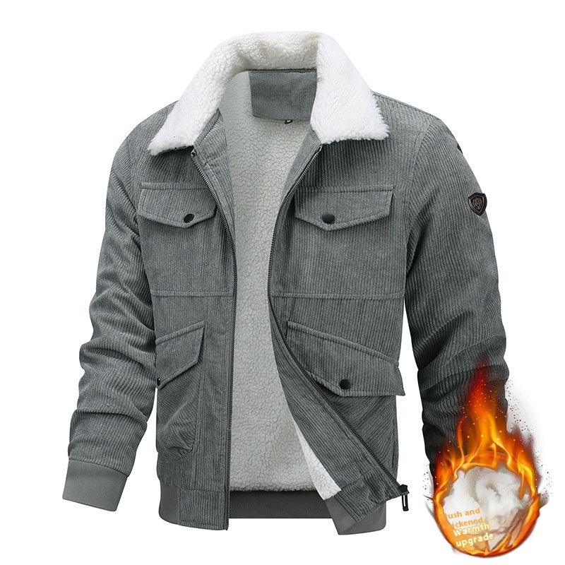 Winter Lapel Fleece Jacket With Pockets Warm Thicken Cotton Coat Men's Clothing - Luxury 4 by Shop Luxe Look