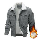 Winter Lapel Fleece Jacket With Pockets Warm Thicken Cotton Coat Men&