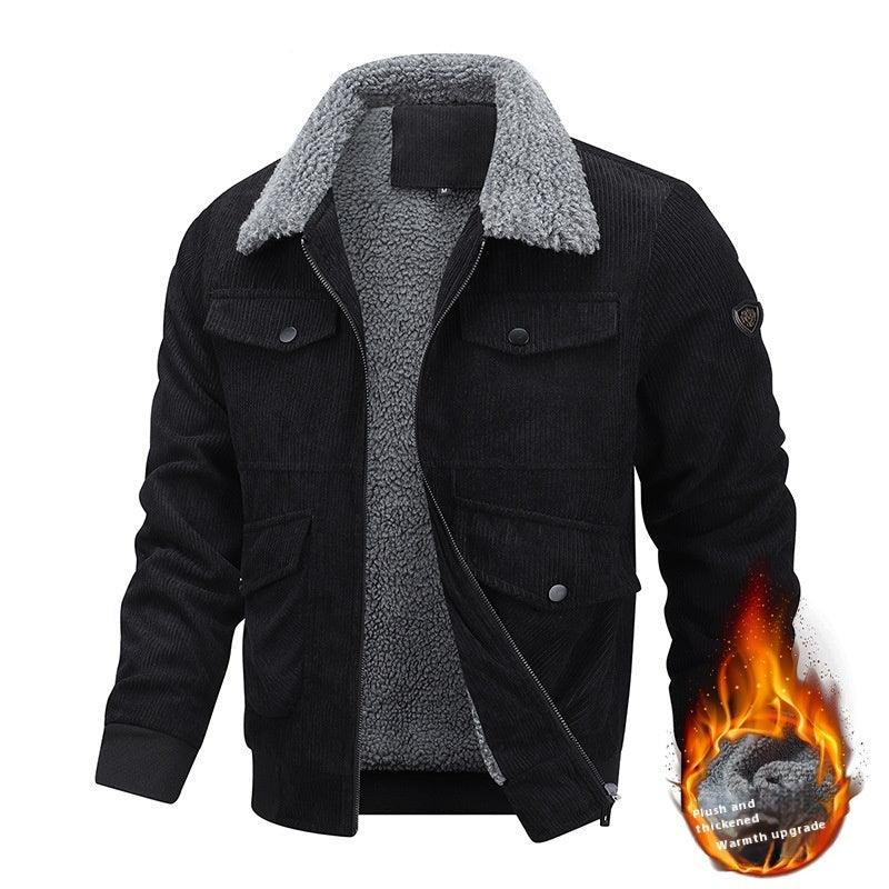 Winter Lapel Fleece Jacket With Pockets Warm Thicken Cotton Coat Men's Clothing - Luxury 4 by Shop Luxe Look