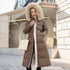 Winter Slim Long Jacket With Fur Hood And Belt Fashion Solid Hooded Coat Warm Clothing For Women - Luxury 0 by Shop Luxe Look