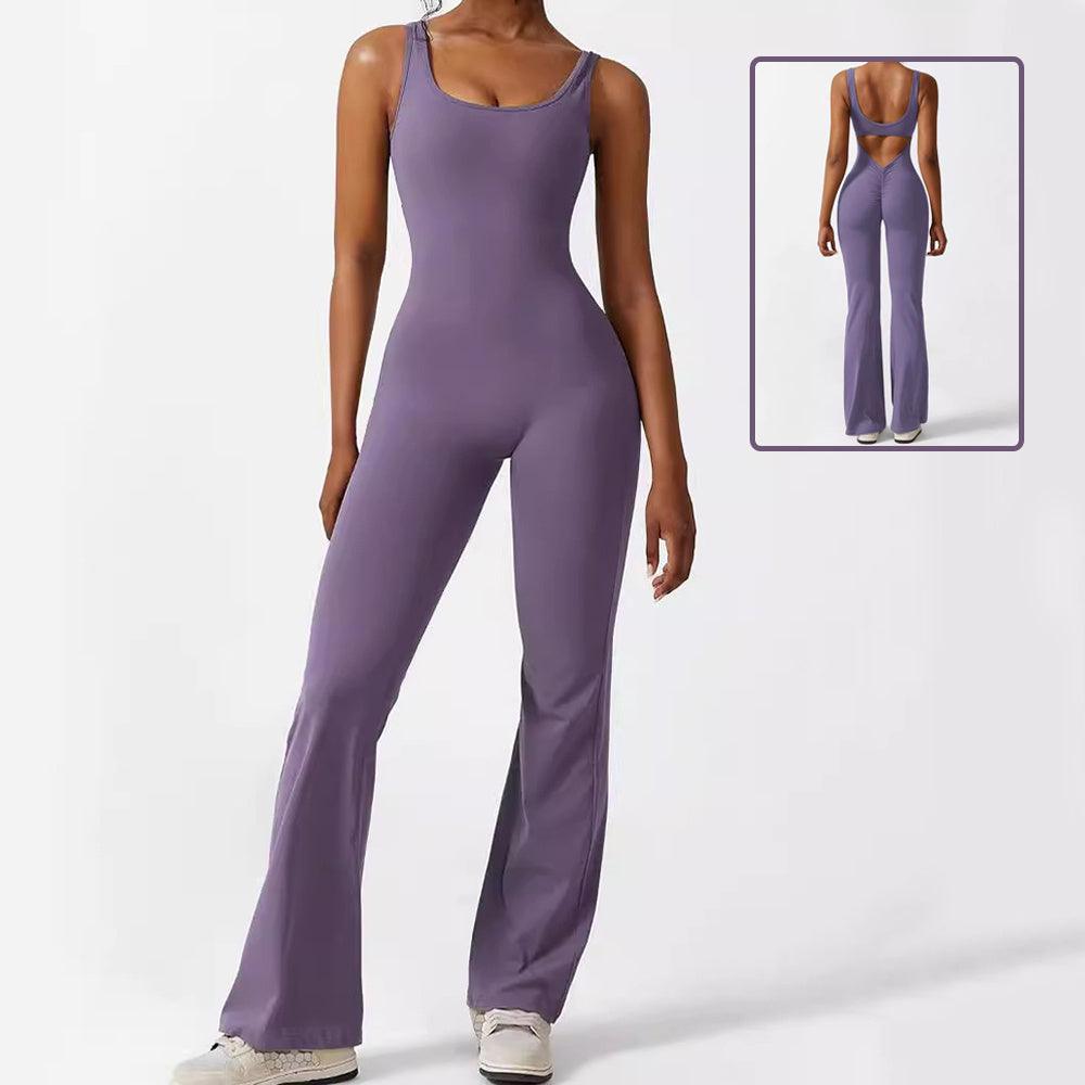 Women Sleeveless Flare Jumpsuits Fitness Yoga Long Pants - Luxury 0 by Shop Luxe Look