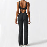 Women Sleeveless Flare Jumpsuits Fitness Yoga Long Pants - Luxury 0 by Shop Luxe Look