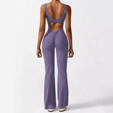 Women Sleeveless Flare Jumpsuits Fitness Yoga Long Pants - Luxury 0 by Shop Luxe Look