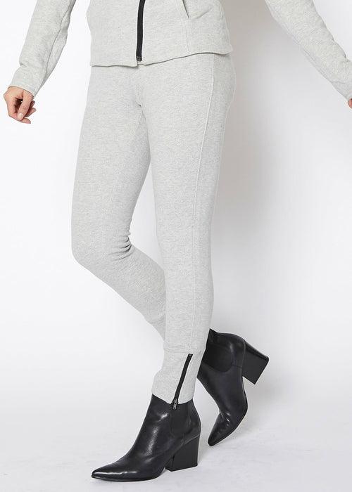 Women's Drawstring Waist Fitted Jogger Pants In Heather Grey - Luxury by Shop Luxe Look