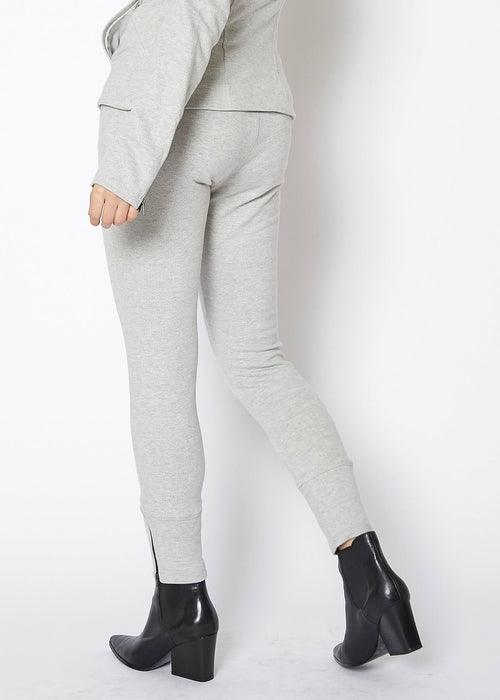 Women's Drawstring Waist Fitted Jogger Pants In Heather Grey - Luxury by Shop Luxe Look