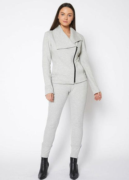 Women's Drawstring Waist Fitted Jogger Pants In Heather Grey - Luxury by Shop Luxe Look