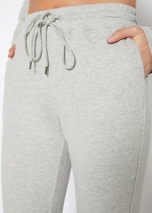 Women's Drawstring Waist Fitted Jogger Pants In Heather Grey - Luxury by Shop Luxe Look