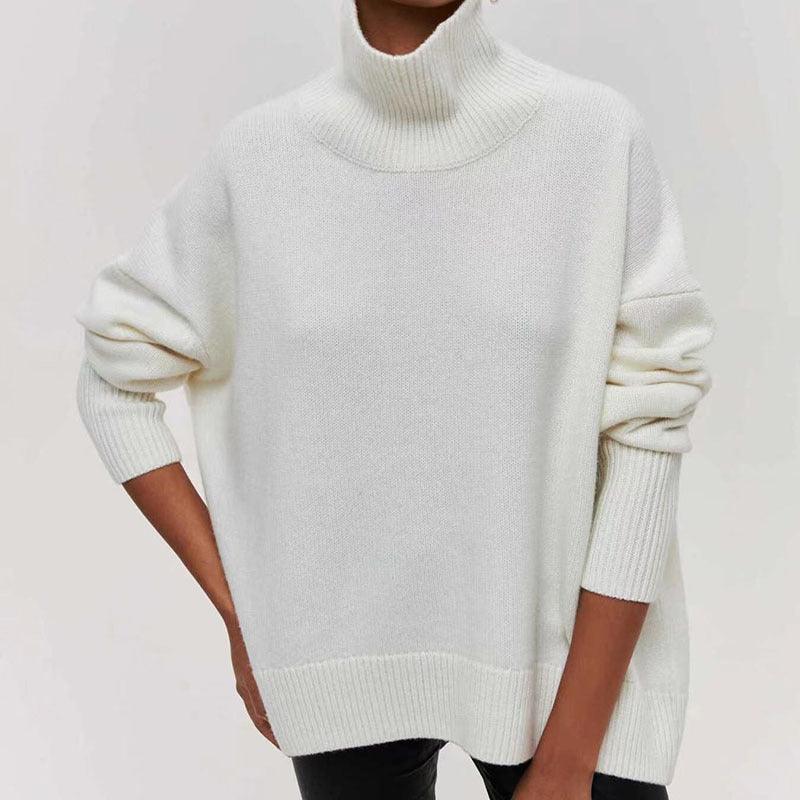 women's long-sleeved pullover sweater-Women's Long-sleeved Pullover Solid Color Sweater-shopluxelook.store