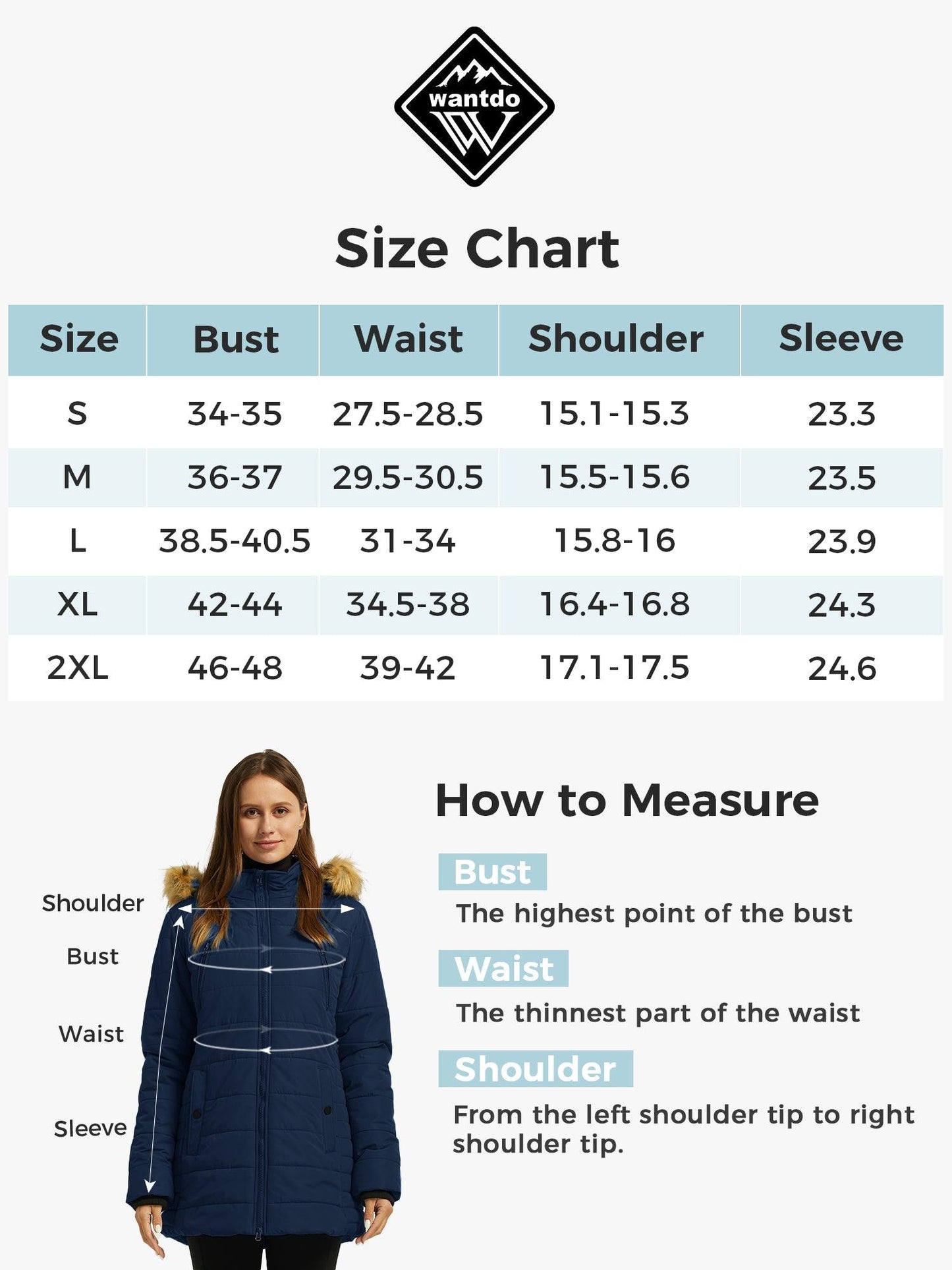 Women'S plus Size Puffer Coats Quilted Puffer Jackets Waterproof Snow Coats Navy XL - Luxury by Shop Luxe Look