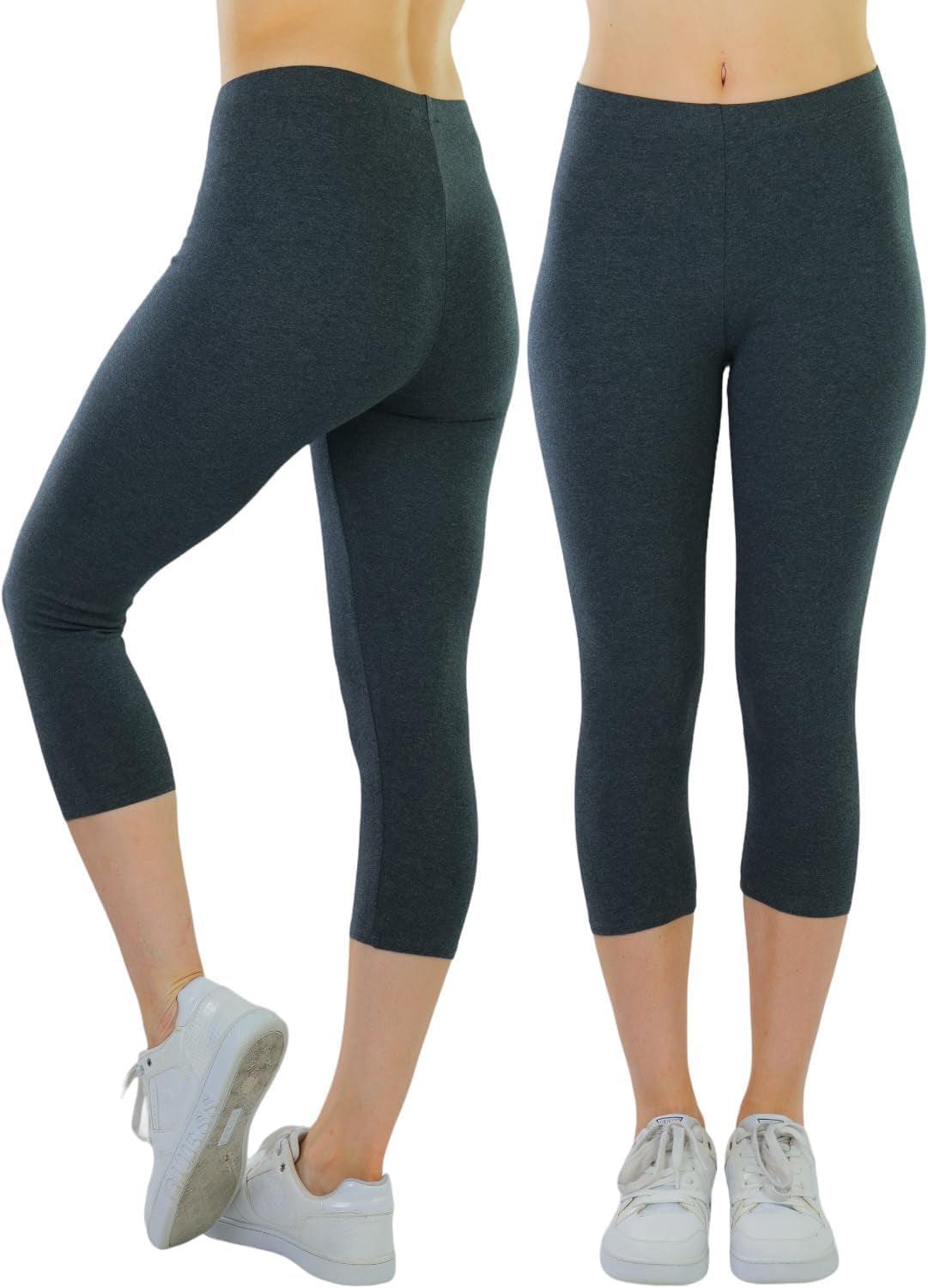 cotton capri leggings-Women'S Premium Cotton Capri Leggings-shopluxelook.store