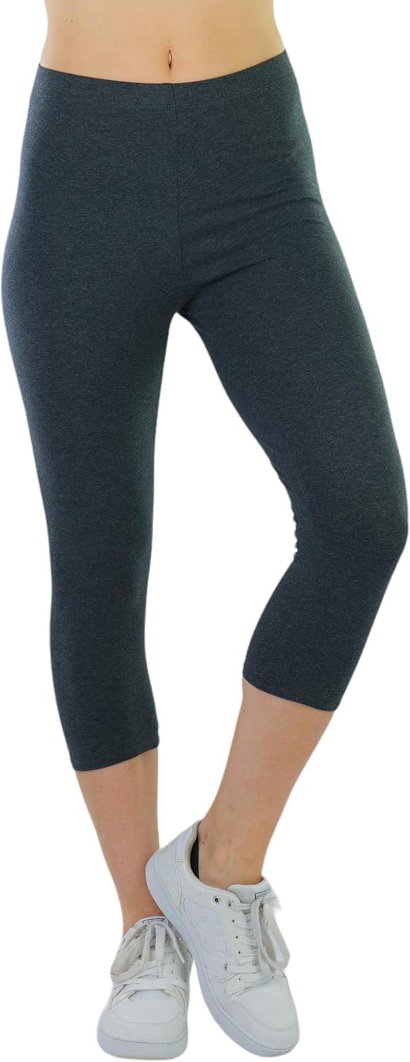 cotton capri leggings-Women'S Premium Cotton Capri Leggings-shopluxelook.store