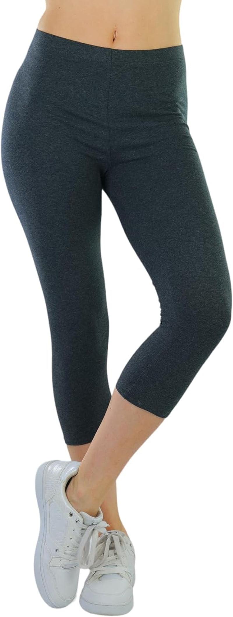 cotton capri leggings-Women'S Premium Cotton Capri Leggings-shopluxelook.store