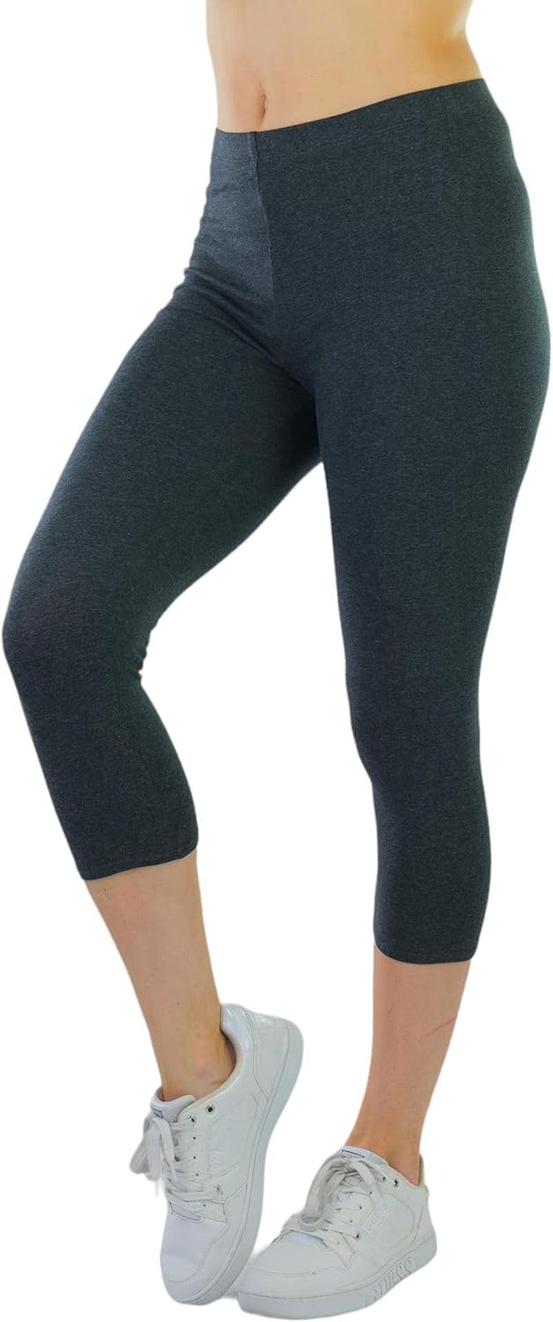 cotton capri leggings-Women'S Premium Cotton Capri Leggings-shopluxelook.store