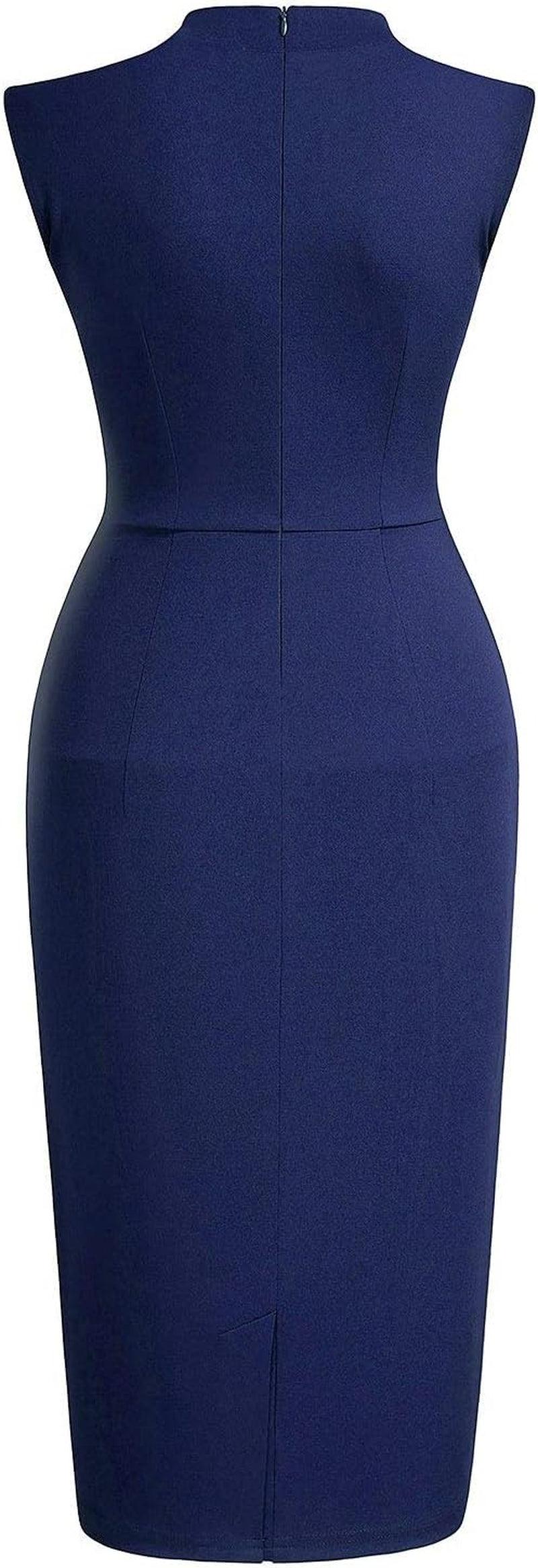 Women'S Retro 1950S Style Half Collar Ruffle Cocktail Pencil Dress - Luxury by Shop Luxe Look