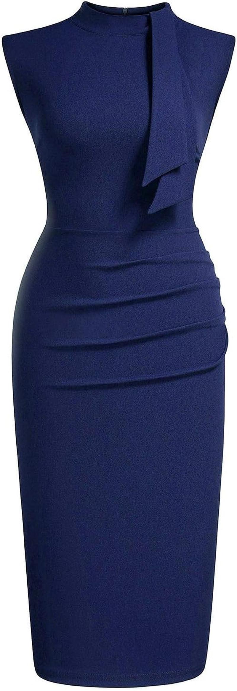 Women'S Retro 1950S Style Half Collar Ruffle Cocktail Pencil Dress - Luxury by Shop Luxe Look