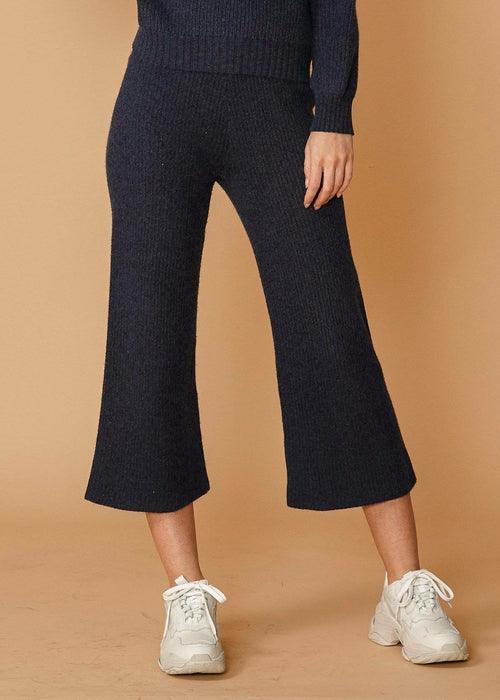 Women's Ribbed Crop Pants in Midnight - Luxury by Shop Luxe Look