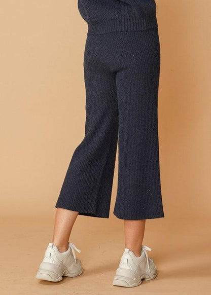 Women's Ribbed Crop Pants in Midnight - Luxury by Shop Luxe Look