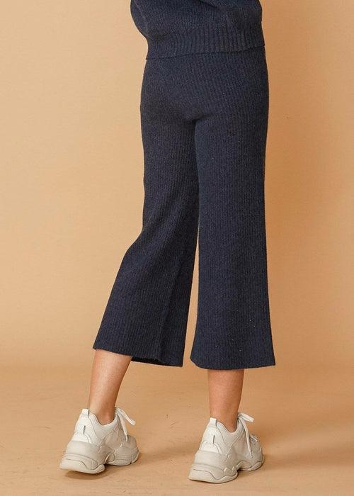 womens ribbed crop pants-Women's Ribbed Crop Pants in Midnight-shopluxelook.store